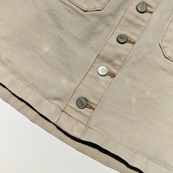 Bongo 90's Vintage Grunge High Waisted Button Front Denim Mini Skirt Cream 5 - Picture 8 of 12